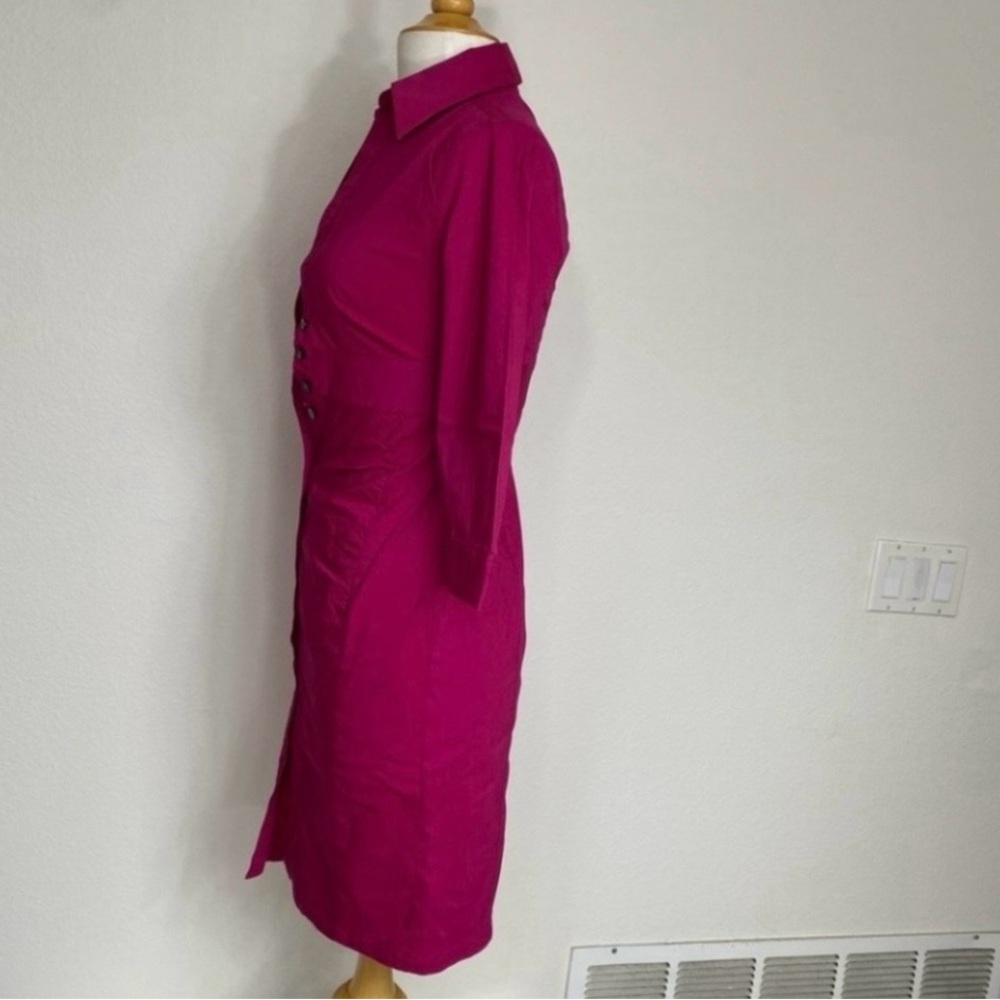 Express Womens Magenta Button Collared Stretch Sh… - image 3